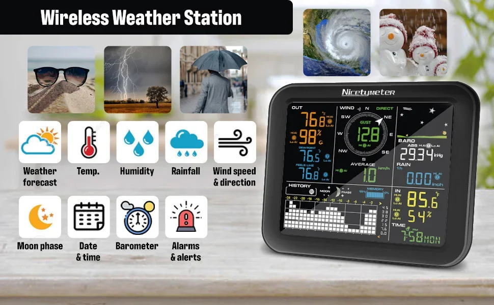 Outdoor Wind Speed Rainfall Wi - огляд і ціна Weather Station Indoor